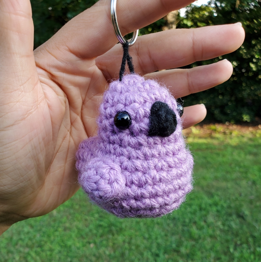 Crochet Purple Bird Key Chain w/ Safety Eyes| 4" Height Phillipa the Bird